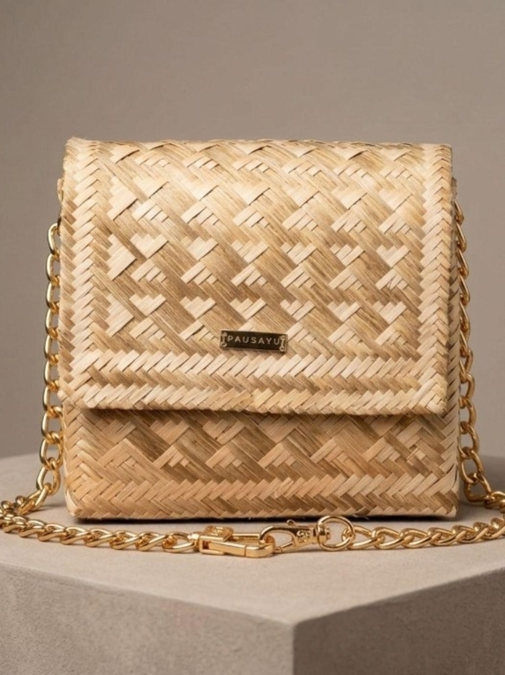 Woven Mini Crossbody Bag in Natural